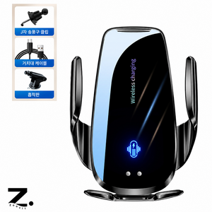 Zoovit 차량용 무선 충전 휴대폰 거치대 책상용 공기 흡착식 휴대폰 거치대, 블랙, 1개