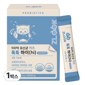 [런칭 특가] 지룩 100억 유산균 키즈 톡톡하이 (hi) 30포 요구르트맛 어린이 프리미엄 팝핑 유산균 아연 프로바이오틱스 포스파티딜세린 함유, 1개, 60g