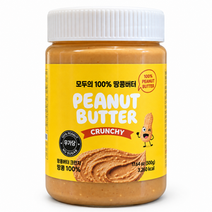 모두피넛 100% 무첨가 땅콩버터 크런치, 1개, 500g