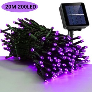KELAKE 태양광 조명줄 야외용 정원등 LED 트리등 아웃도어 방수 22m 200Led, 퍼플 라이트