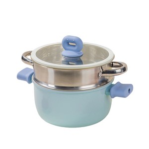 ALLILIO 세라믹 곰솥 IH 인덕션 양수냄비 가스용 다용도솥, 1개, 찜기 포함, 22cm