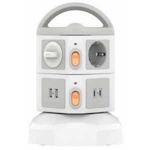 Soopii 4000W고용량 6구 USB 멀티탭 배선차단 캠핑 타워 큐브 멀티콘센트 2M TPS06, 1개, 화이트
