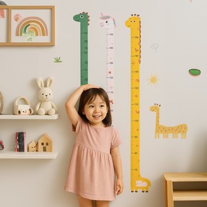 파이 붙이는 유아 아이 키재기 벽 스티커, 공룡(그린)
