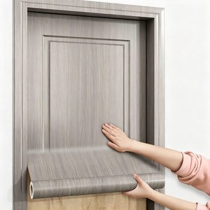 Fowod 알루미늄호일 바닥 나뭇결 접착식 시트지 가구 장롱 리모델링 가정용 DIY 인테리어필름, 05-옅은 회색