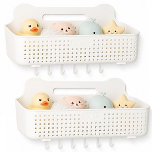 하루테 무타공 욕실 장난감 정리 수납함, 2개, 화이트