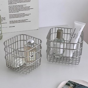 미드센추리 미니 철제 바스켓, 소, 1개, 실버