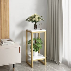 현대풍 2단화분선반 60CM 거실화분정리대, 1단, 화이트 & 골드
