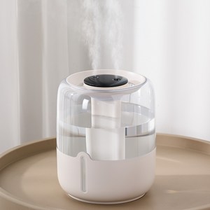 돌아라 4L 대용량 가습기 USB 듀얼분무 무드등 초음파 가습기, 베이지색