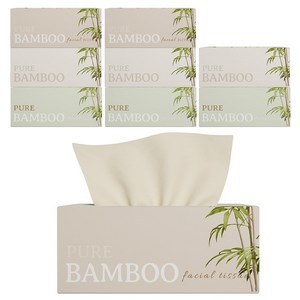 휴홈 먼지없는 무표백 순수 대나무 각티슈, 9개, 200매입