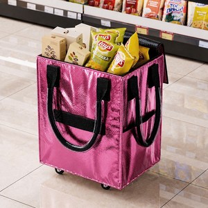 코아 바퀴달린 제니 장바구니 롤링 카트, 1개, 핫핑크골드