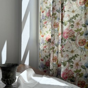 바이아미 몬 플라워 빈티지 프린트 나염 커튼 맞춤제작