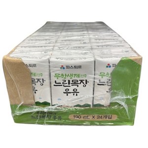 파스퇴르 무항생제 인증 바른목장 우유, 190ml, 24개