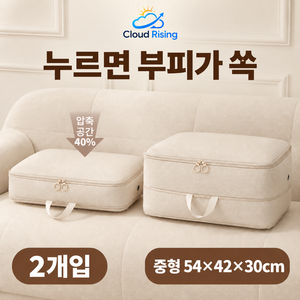 CLOUD RISING 대용량 침구 의류 압축 정리함 손잡이형 이사 보관가방, 1세트, 2개입