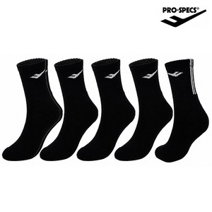 프로스펙스 컴포트핏 백라인 쿠션 중목 양말 5족 세트, 블랙(PRCCLMDL-BK5), 1세트