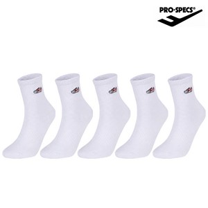 프로스펙스 자수 포인트 중목 양말 5족 세트 PRDEPMDL-WH5, 화이트, 1세트