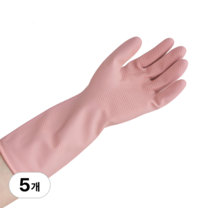 백화상점 천연 라텍스 고무장갑, 파스텔핑크, 대(L), 5개