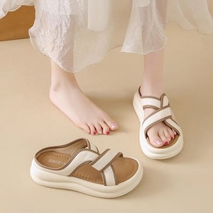BROWMODA 여성 샌들 발편한 키높이 스트랩 캐주얼 슬리퍼