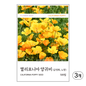 캘리포니아 양귀비(금영화) 노랑 씨앗 500립, 3개