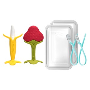 앙쥬 바나나치발기 + 딸기치발기 + 케이스 2p + 집게홀더 2p (색상랜덤), 노꼭지