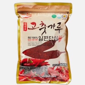 26년산 국산 최상급 일편단심 해풍에 말린 태양초 고춧가루 일반 보통맛 / 최근제조 / 김치양념용, 500g, 1개