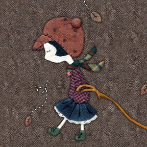 바이핸즈 DTP 옥스포드 대폭 아플리케 로맨틱 소녀 입체프린트 커트지 EYCD-53, 1개, 블랙브라운