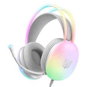 ONIKUMA 유선 게이밍 헤드셋 3D RGB 가상 7.1 usb RGB 노이즈캔슬링 마이크 X25, 그레이