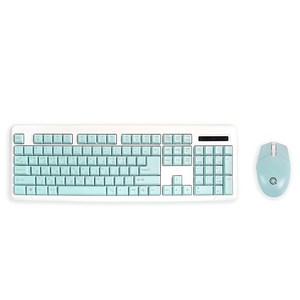 큐센 무선 키보드 마우스 세트 + 키스킨, MK210, 민트, 일반형