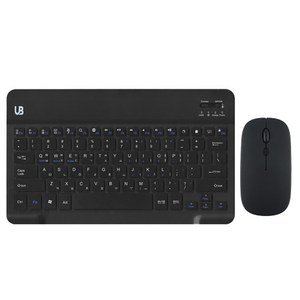 UB BK1 블루투스 무선 키보드+마우스 세트, 텐키리스, 블랙 라지, BK 1