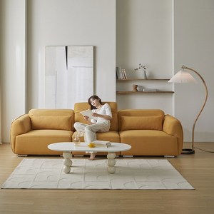 루브 4인용 타이보텍스 이지클린 넓은 모듈형 아쿠아 패브릭 소파, 옐로우+스툴추가