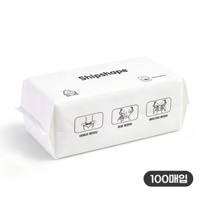 Shipshape 식물섬유면 일회용페이스타올 미용티슈 스타올 수건 화장을 지우다 타월, 1개, 100매입