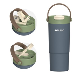 SGAKIC 진공 스텐 빨대 텀블러 보온보냉 차망 밀폐 워터보틀, 1개, 650ml, 네이비