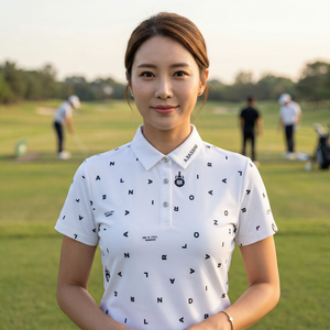 아날도바시니 골프 여성 이니셜 패턴 반팔 카라티셔츠