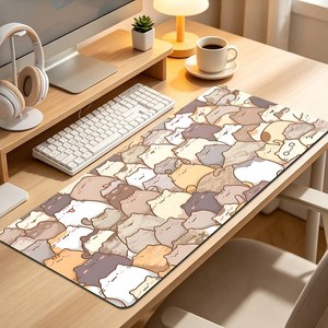 (많은 고양이)XXL 대형 마우스패드 900X400X3mm 고해상도 인쇄 미끄럼 방지, 혼색 많은 고양이 1, 1개
