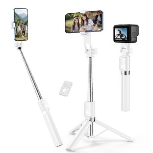 NICESUN 블루투스 휴대폰 삼각대 스마트폰/카메라/고프로 삼각대 셀카봉 130cm S6, 화이트, 1개