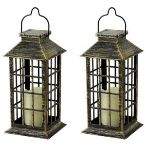 HK.sell 태양광 LED 일렁이는 촛불 랜턴 2p, 황색등