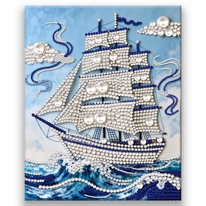 호우맘 3D 진주 보석십자수 캔버스형 DIY 키트 40 x 50 cm, HM007-세일보트, 1개
