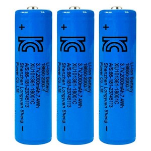 탑셀 18650 배터리 2000mAh 리튬이온 건전지 KC인증 보호회로 과전압 방지 충전지 밧데리, 1개, 3개입