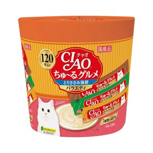 챠오츄르 구루메 고양이 간식 120p, 혼합맛(닭가슴살/해산물), 1.68kg, 14ml, 1개