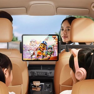 모가비 차랑용 헤드레스트 태블릿 거치대 패드 뒷자리 뒷자석 갤럭시 폴드 아이패드 갤럭시탭 핸드폰, 블랙, 1개