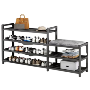 온더템 아파트 원룸 학원 현관 슬림 벤치 신발장 의자 수납 정리대(4단L형1200), 4단, 블랙