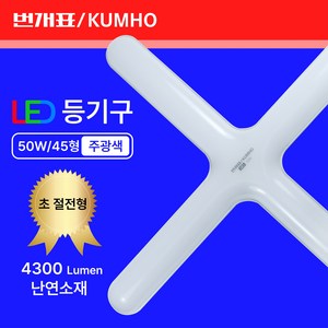 금호전기 번개표 LED 50W 십자등 주광색 등기구 형광등, 1개