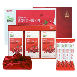 정관장 굿베이스 6년근 홍삼정 석류스틱 30포 (홍삼농축액+석류즙함량) 300ml+쇼핑백 여행 골프 추석 설 명절 선물세트(보자기포함) 1개, 300ml