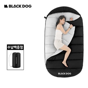 BLACKDOG 클라우드 네스트 후드형 1인용 캠핑침낭 방수 사계절 캠핑이불 수납가방 포함 CBD2550WS055, 1개, 블랙