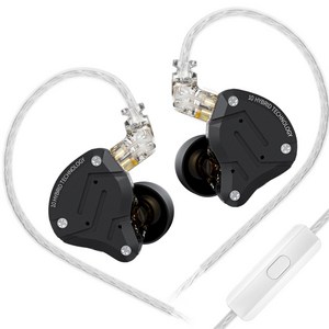 Keephifi KZ ZS10 PRO 10대 하이브리드 기술 유선 인이어 이어폰 IEM, 마이크, 올 블랙