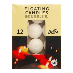 플로팅 캔들 12개 무향 4시간연소 아이보리(미색), 1세트, 25g