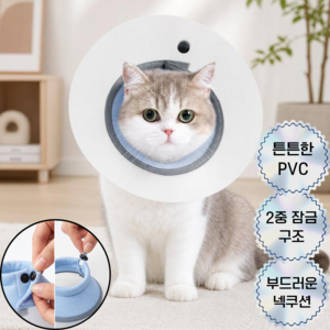 펫스담 다치지 않게 초경량 고양이 강아지 넥카라 반려동물, 1개, 블루