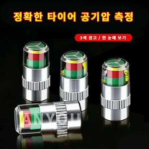 더마블 에어캡 밸브캡 공기압 타이어캡, 자동측정 실버, 4개