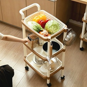 하루꿈 분리형 바구니 트롤리 대용량 이동식 수납선반 주방 카트, 흰색, 3단
