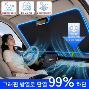 디엔피오 그래핀 코팅 차량 햇빛가리개 원터치 앞유리 차양막 전차종 호환 차량 차량 햇빛가리개 차량용 햇빛가리개, 1개, 딥 블랙