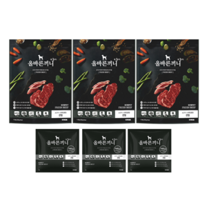 국개대표 강아지 올바른끼니 플러스 소고기 초록잎홍합 기능성 사료, 뼈/관절강화, 1.2kg, 3개